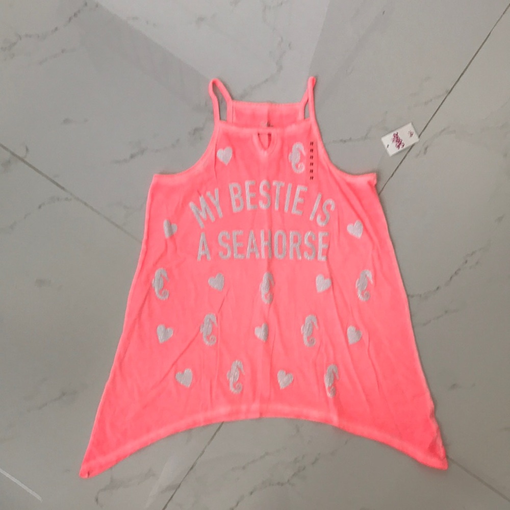 Justice tank see horse neon pink glitter 14 new